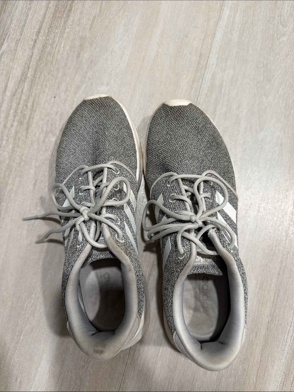 Adidas Light Gray Knit Sneakers with White Accents
